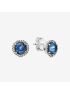 Blue Round Sparkle Stud Earrings