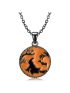 Halloween Gift Silver Plated Black Gold Drop Witch Necklace